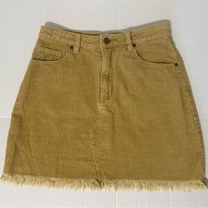 MP D women's small mustard yellow corduroy mini skirt with frayed hem EUC